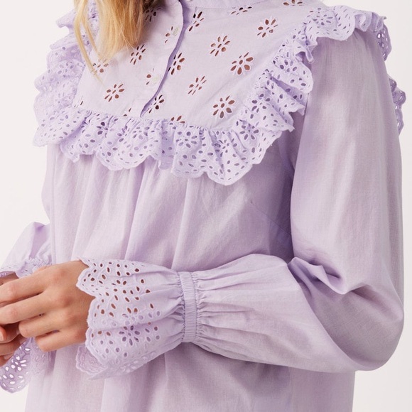 💜 Part Two Lavender Eyelet Ruffle Blouse 💜 - Picture 2 of 9